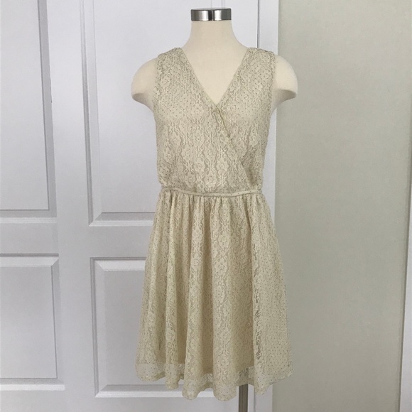 Maison Jules Dresses & Skirts - Maison Jules Lace and Gold White Dress M